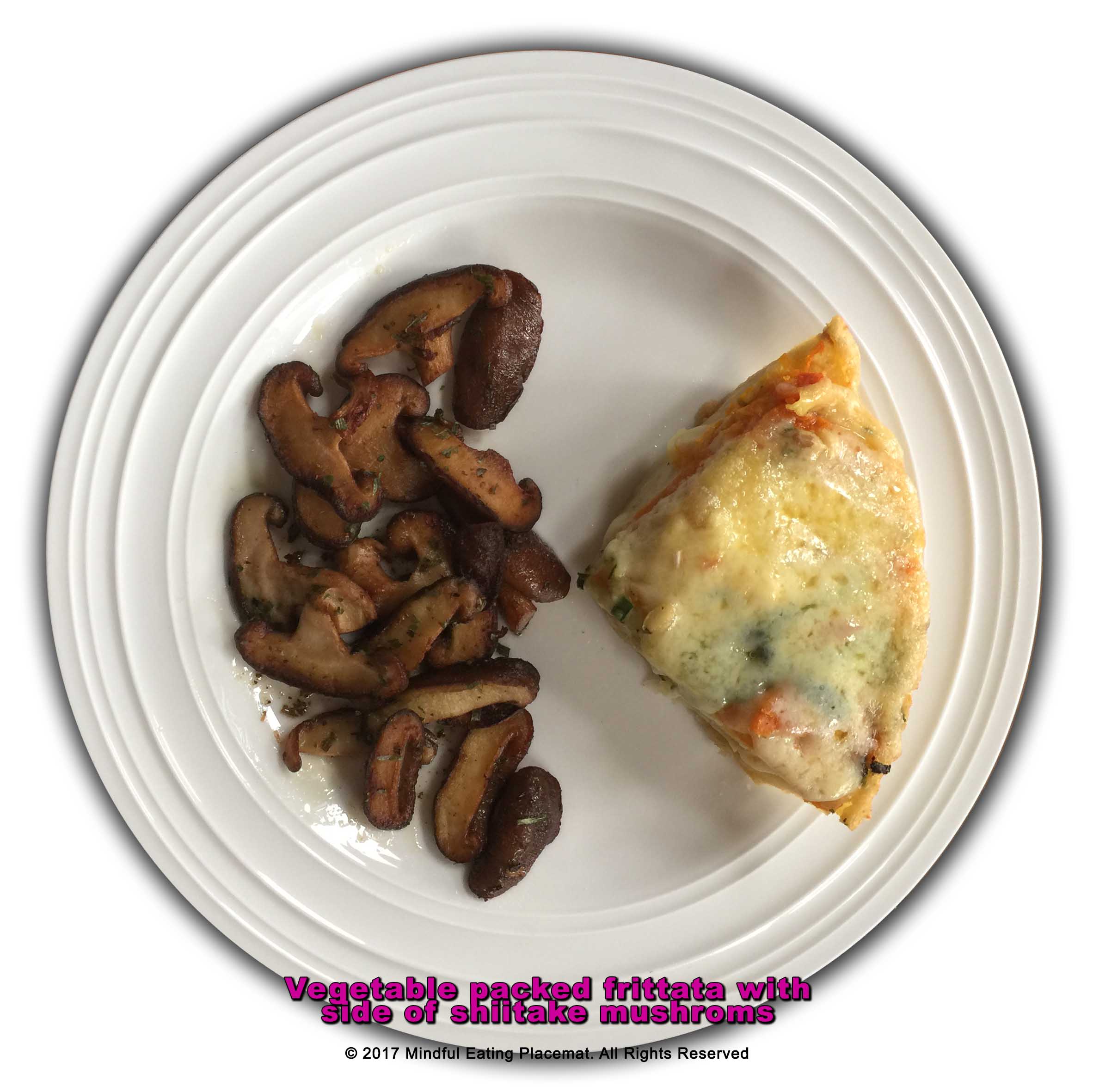 Vegetable packed frittata with a side of shiitake