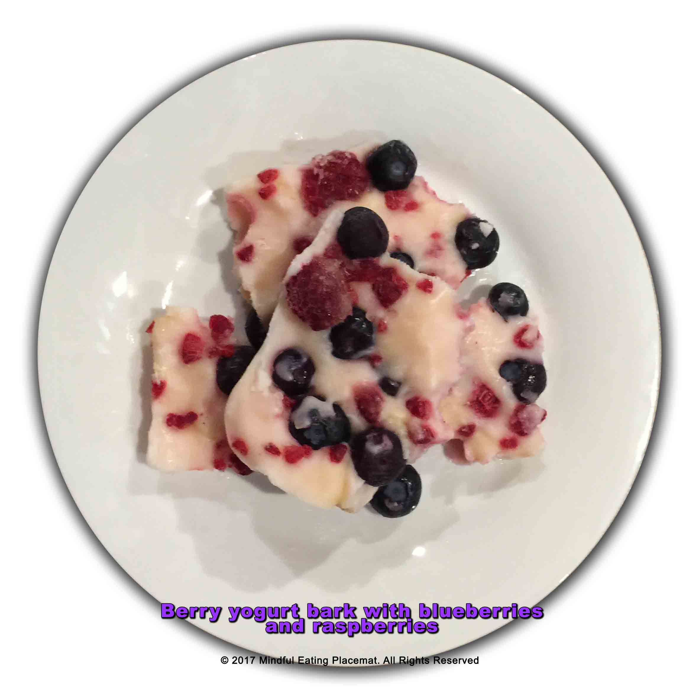 Yogurt bark with blueberries and raspberries