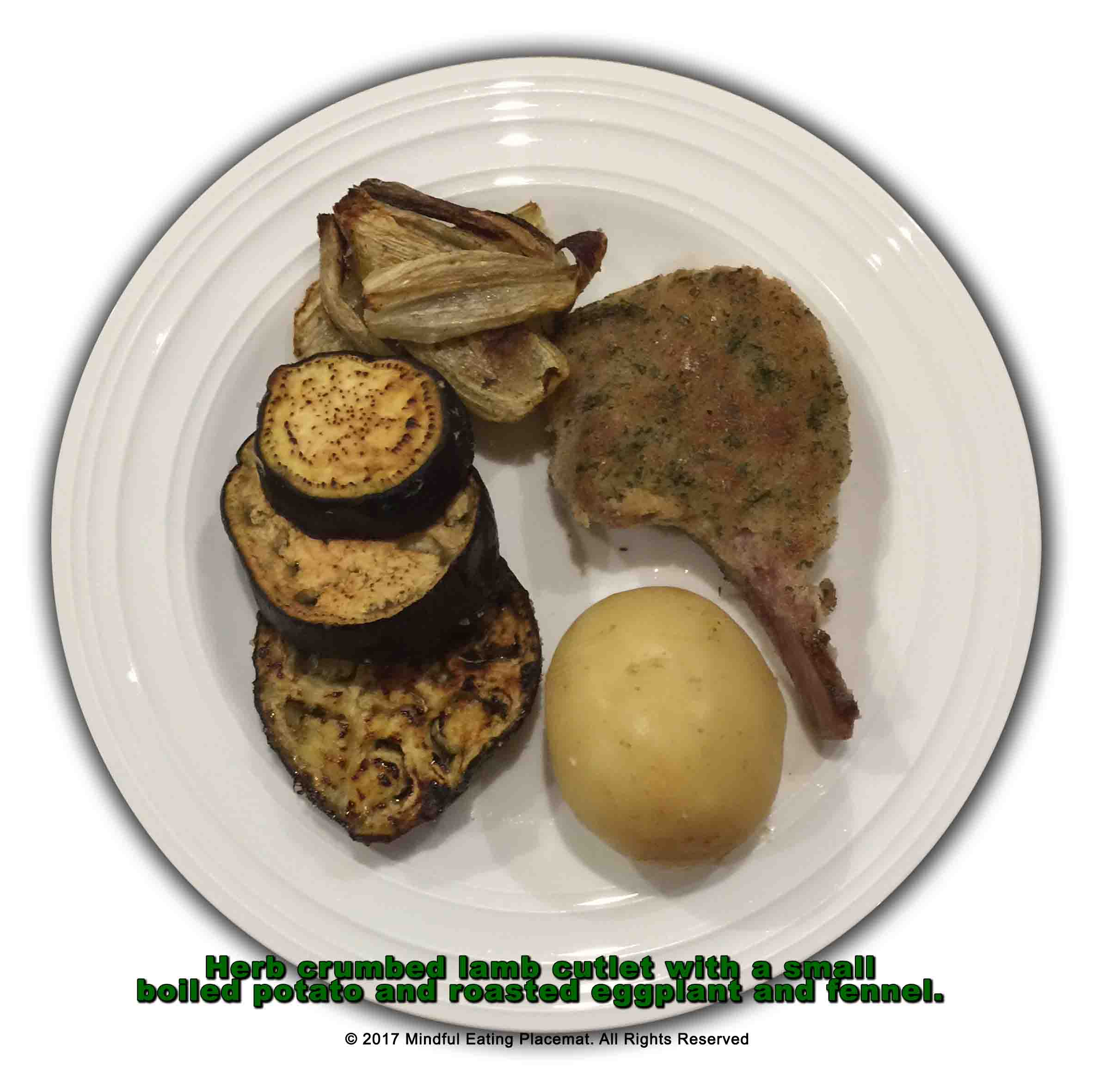 Lamb cutlet with potato, eggplant and fennel