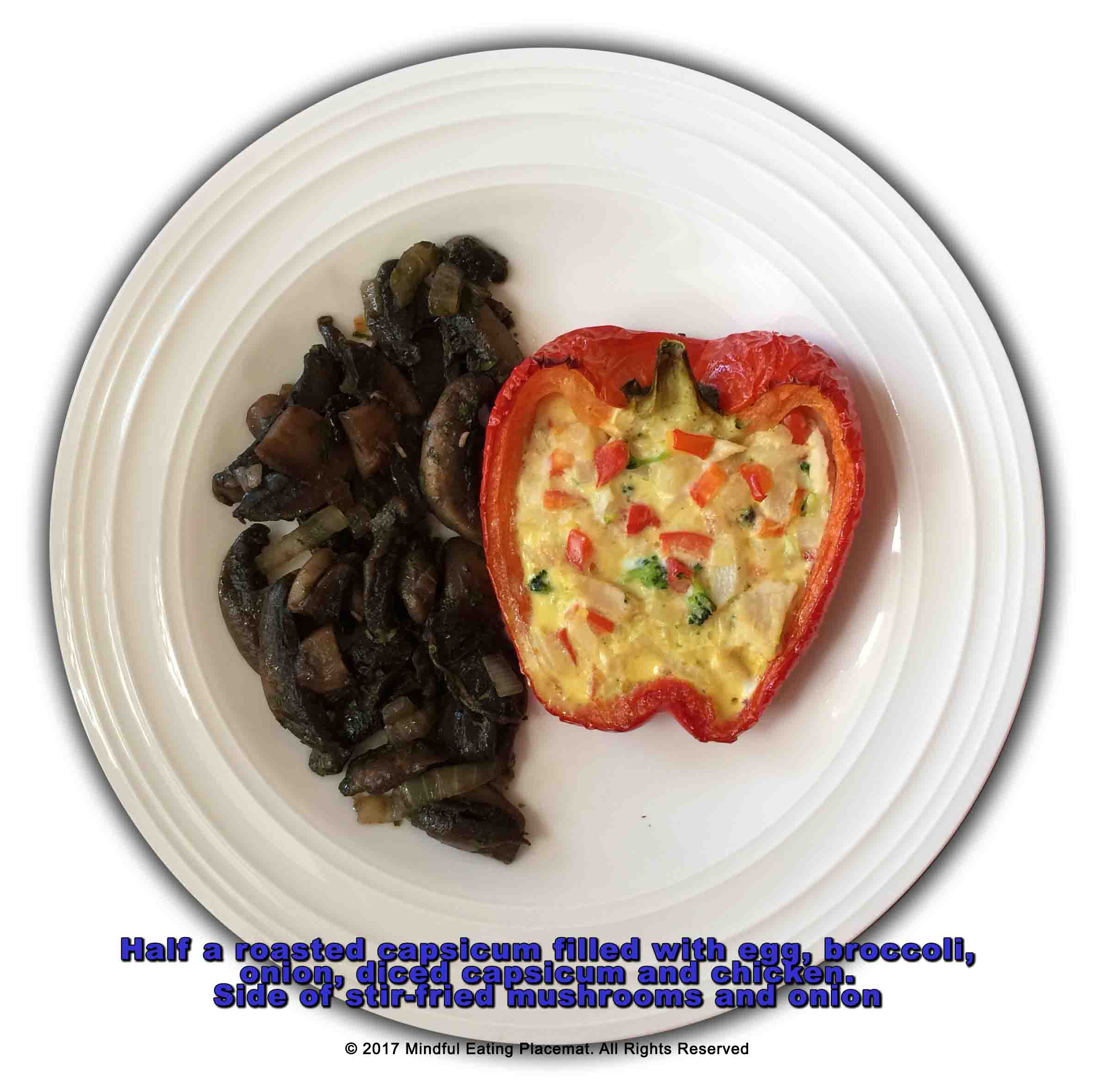Roasted capsicum frittata with a side of mushrooms 