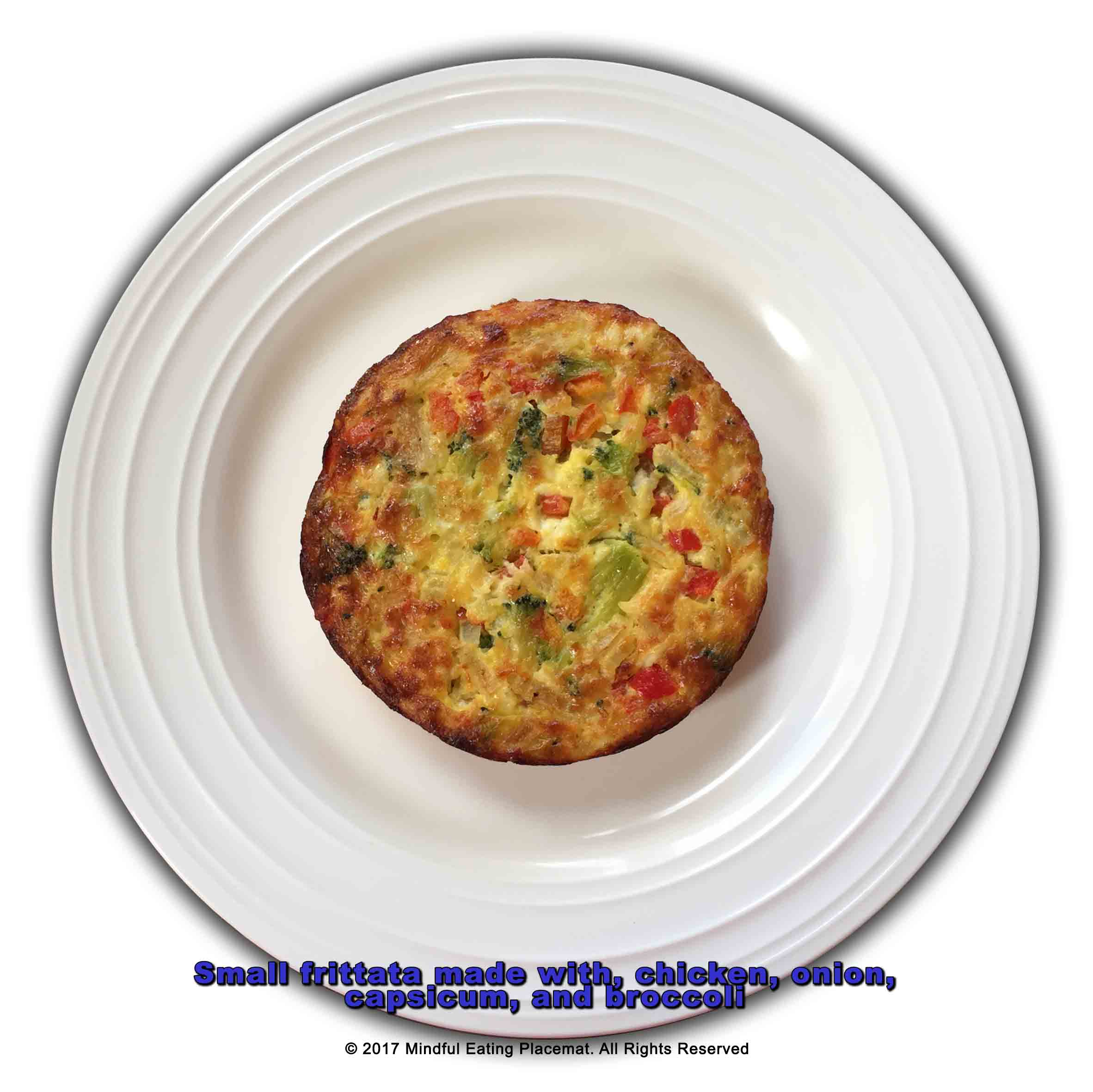 Frittata with egg, chicken, onion, capsicum and broccoli 