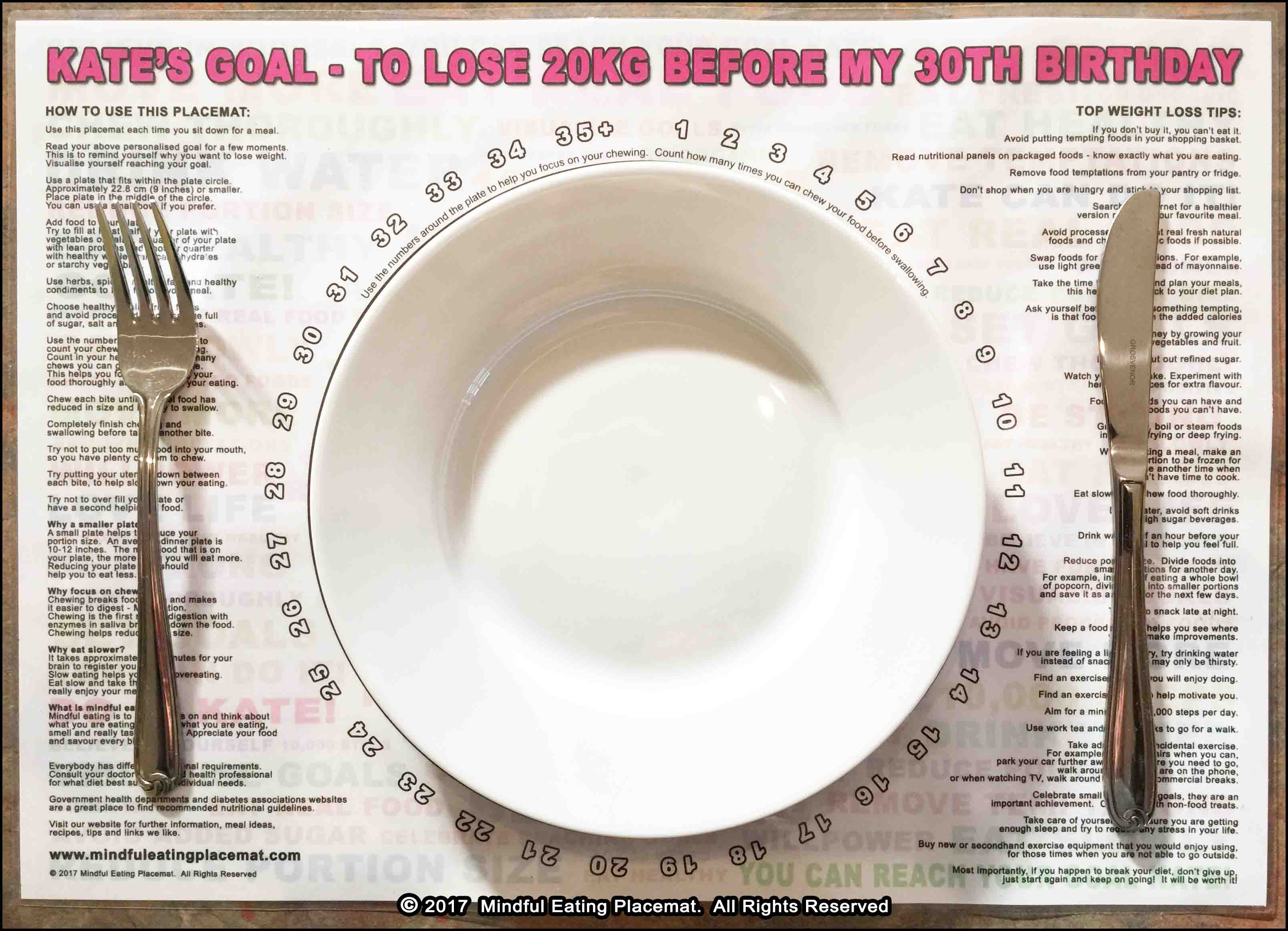 Place your plate in the middle of the placemat circle